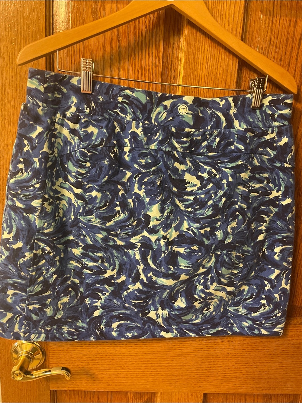 Talbots Blue Swirl Print Mini Skort